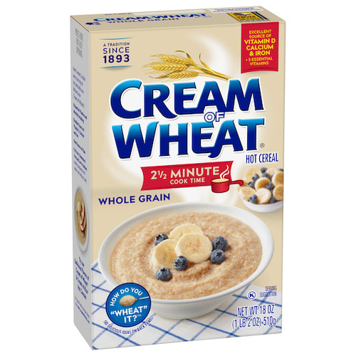 Cream Of Wheat Whole Grain Hot Cereal, 18 Ounce, 12 Per Case